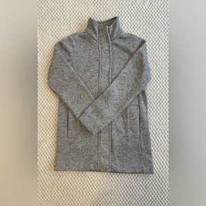 Lands End grey tweed fleece coat, size small.